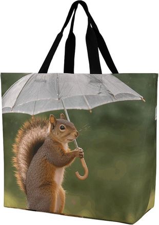Generic Squirrel Hold A Umbrellas Shoulder Bag Durable Handbag Lightweight Handbags For Camping Casual Ladies