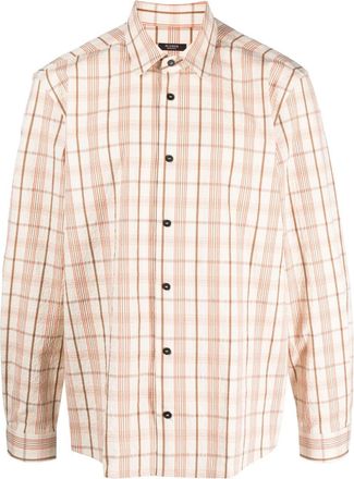 PESERICO check-pattern long-sleeve shirt - men - Nylon/Cotton/Elastane - 46 - Neutrals