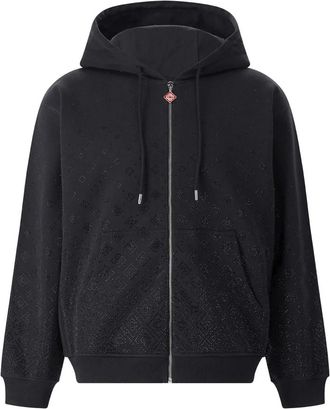 Casablanca Crystal Monogram Zip-Up Hoodie - Heren - Vesten met rits - Zwart - 2XL - Katoen - Hoodies & sweatvesten