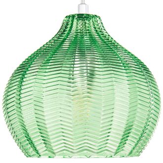 Beliani L&aacute;mpara De Techo De Vidrio Verde Esmeralda 73 Cm Colgante Pantalla Keila