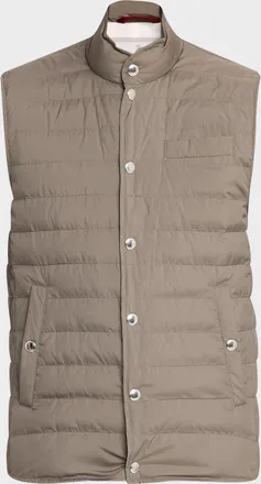 Brunello Cucinelli Men & apos;s Quilted Snap-Front Quilted Vest
