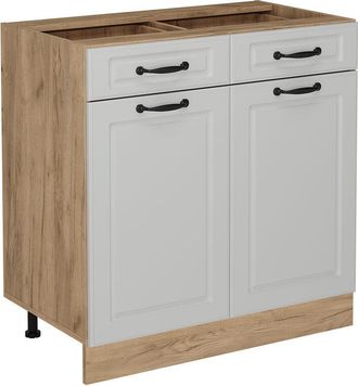 Vicco Mueble bajo de cocina R-Line, Blanco casa de campo, 80 cm sin encimera