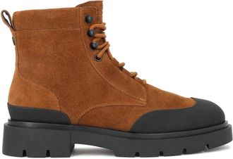 Kazar Enkellaarsjes met platte zool - Heren - Veterlaarzen - Bruin - 44 EU - Leer - Schoenen