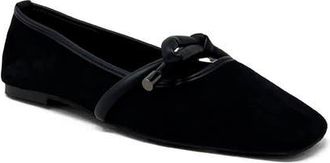 Shushop Adriana Square Toe Ballet Flat in Black Suede at Nordstrom, Size 6
