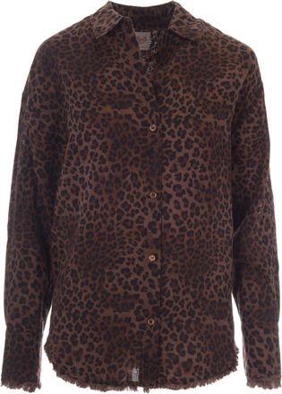 MC2 Saint Barth Lightweight Linen Shirt with Oversized Fit and Leopard Print