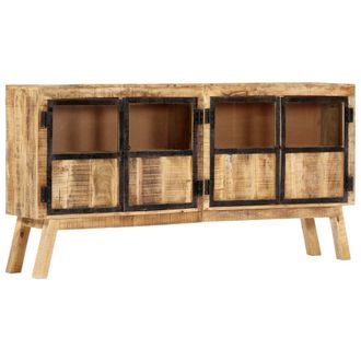 vidaXL Vidaxl - Aparador Madera Maciza Mango En Bruto Marr&oacute;n Negro 160x30x80 Cm