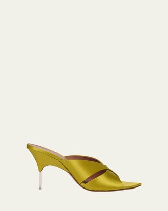 送料関税込【Amina Muaddi】迷彩柄パンプス Amina Muaddi | Lily 70 beige canvas mules | Savannahs