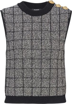 Balmain Top Zwart - Dames - Ronde hals truien - Zwart - S - Nylon - Truien & Vesten