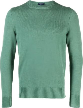 Drumohr Sage Green Ribbed Cashmere Crewneck Sweater