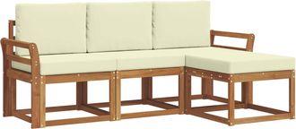 vidaXL Conjunto De Sof&aacute;s De Exterior 4 Uds. Natural Y Crema Vidaxl
