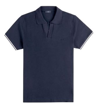Fay Navy Blue Solid Shirt Collar Polo