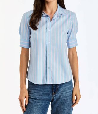Drew Lotus Stripe Blouse In Blue/pink