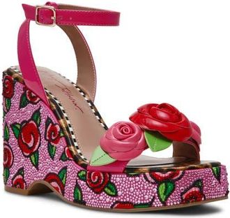 Betsey Johnson Lizzette Wedge Sandal in Fushia Rose at Nordstrom, Size 6.5