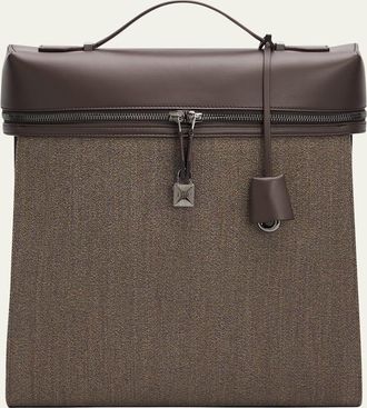 Loro Piana Mens L30 Extra Backpack in Wool and Leather