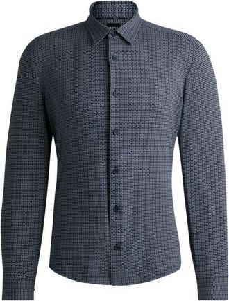 BOSS Slim-fit shirt in printed performance-stretch jersey