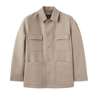 Loro Piana Beige Overshirt met leren kraag - Heren - Zomerjassen - Beige - L - Jassen