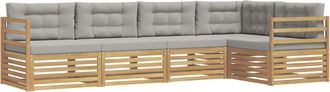 vidaXL Conjunto De Sof&aacute;s De Exterior 5 Uds. Blanco Y Gris Claro Vidaxl