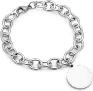 Steeltime Disc Pendant Link Bracelet in Silver at Nordstrom Rack