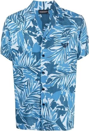 Emporio Armani Overhemden, Heren, Blauw, S, Blauwe Casual Overhemden door