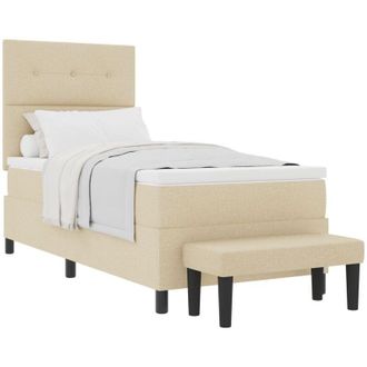 vidaXL Box Spring Bed with Mattress Cream 90 x 190 cm Fabric vidaXL