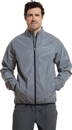 Mountain Warehouse 360 Reflective Mens Jacket - Water Resistant, Breathable, Front Pockets, Full Zip Rain Coat - Best for Spring Summer, Cycling & Running Silver 2XL