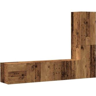 vidaXL Vidaxl - Muebles De Tv De Pared 3 Uds Madera Vieja Madera De Ingenier&iacute;a