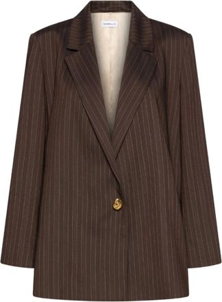 Marella Brown Vertical Pinstripes Tailored Blazer