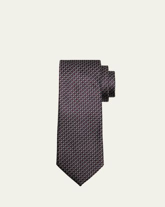 Ermenegildo Zegna Mens Abstract Woven Silk Jacquard Tie