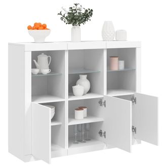 Berkfield Home Sideboards with LED Lights 3 pcs White Engineered Wood