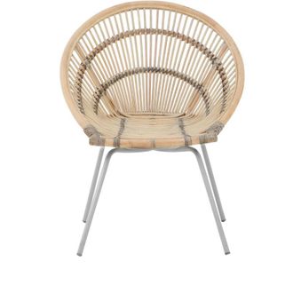 Premier Housewares Interiors by Premier White Washed Natural Rattan Chair, Rustless Rattan Chair, Easy Cleaning Rattan Armchair