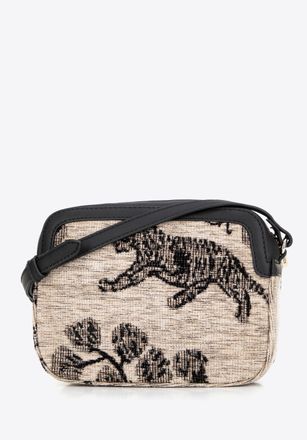 Wittchen Dames crossbody tas van jacquard en eco-leer, cr&egrave;me en zwart