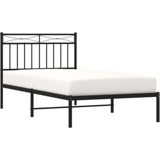 vidaXL Estructura Cama Sin Colch&oacute;n Con Cabecero Metal Negro 100x190 Cm Vidaxl
