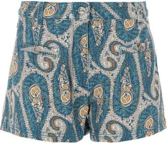 Etro Paisley Shorts - Dames - Bermuda - Blauw - W27 - Katoen - Korte Broeken