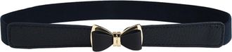 Generic Womens 1 Width Bow Skinny Elastic Waist Belt Stretchy Belt Thin Belt (S-M (26-32), Black)
