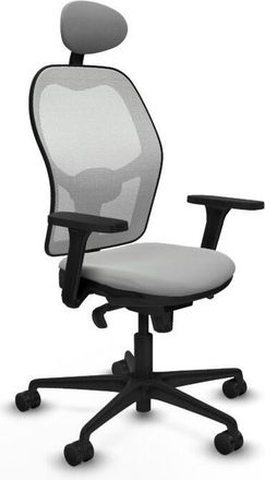 Piqueras y Crespo Piqueras Y Crespo - Jorquera Sincro Malla Blanca Similpiel Gris Claro Brazos 3d Base Nailon Cabecero Fijo Ruedas 65mm Nailon