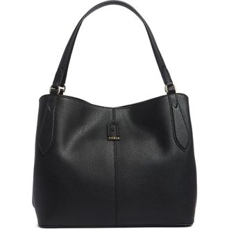 Furla Dafne Medium Leather Hobo Bag in Nero at Nordstrom Rack