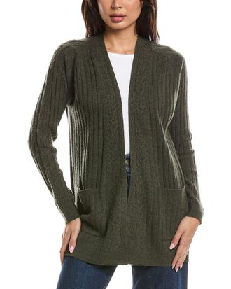 Fort&eacute; Cashmere Easy Cable Detail Cashmere Cardigan