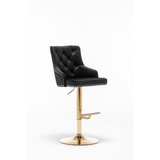 Best Master Furniture Brightcast 2-piece Velvet Tufted Gold Bar Stools in Black