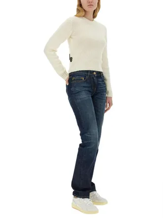 Palm Angels Straight Leg Cotton Jeans - Blue