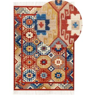 Beliani Beliani - Tappeto kilim in lana multicolore fatto a mano orientale 200 x 300 cm nappe Lusarat