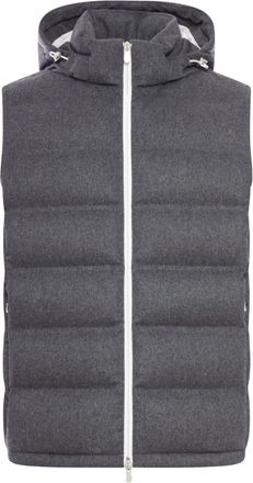 Brunello Cucinelli Gilet trapuntato con cappuccio - Grigio