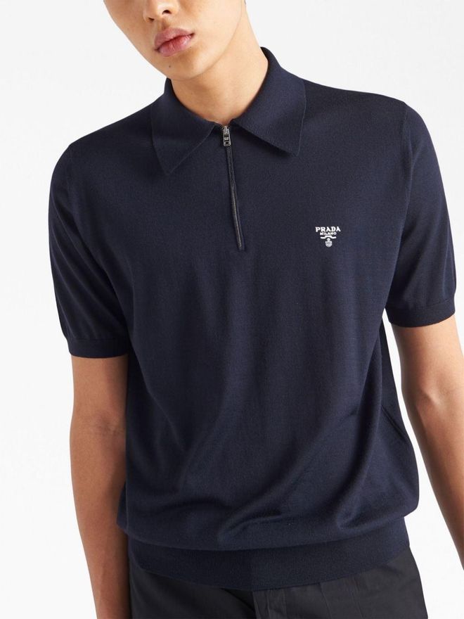 Prada half-zip wool polo shirt - Blue from £1,300.00 - on Stylight