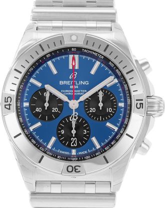 Breitling Pre-owned Breitling Chronomat B01 42 Chronograph Automatic Chronometer Blue Dial Mens Watch AB0134
