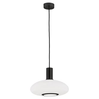 Netlighting Sagunto Plus 30cm Dome Pendant Ceiling Light Opal Matt Black Structure in White