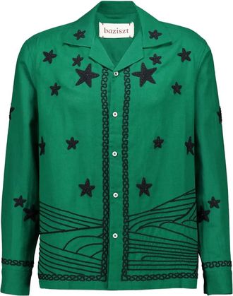 Baziszt Camicia con ricamo - Verde