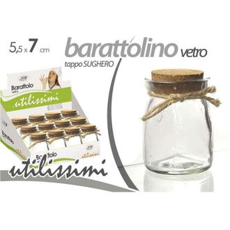 Trade Shop Trade Shop - Set 12pz Barattolo Barattolino In Vetro Trasparente Tappo Sughero 5.5x7cm 715754