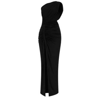Rick Owens Lilies Ruched One-Shoulder Dress - Dames - Jurken - Zwart - Maat: M Viscose