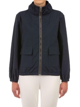 Le Tricot Perugia Blue Cropped Casual Cotton Jacket