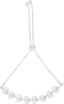 House of Brilliance Sterling Silver Diamond Woven Heart Bolo Bracelet