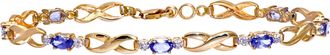 Diamant L'&eacute;ternel Womens 9ct Yellow Gold Tanzanite and Diamond Fig 8 Link Bracelet - One Size